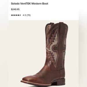Ariat Solado VentTEK Western Boot - Brown and Tan